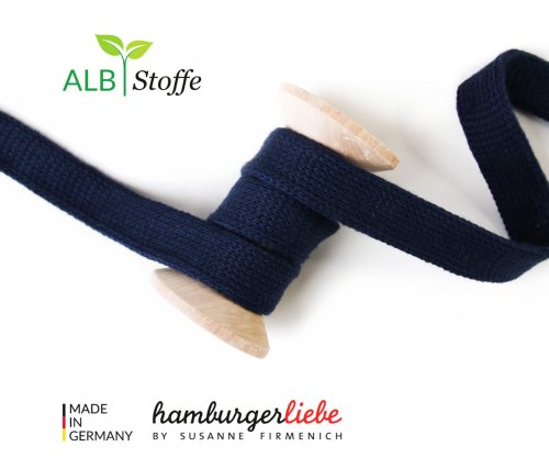 Bio Flachkordel - 1,2 cm - A10 - blue navy - Albstoffe - Hamburger Liebe